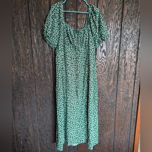 Green Floral Women's Milk Maid Dress